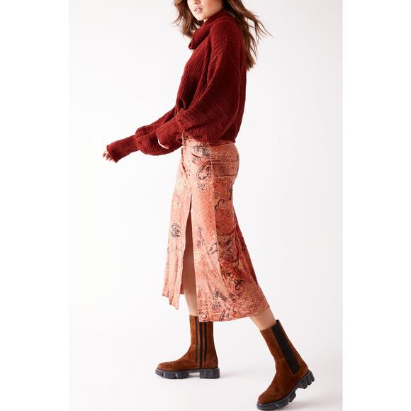 Free People Romano Midi Skirt - XS - Burnt Combo - Picture 4 of 8